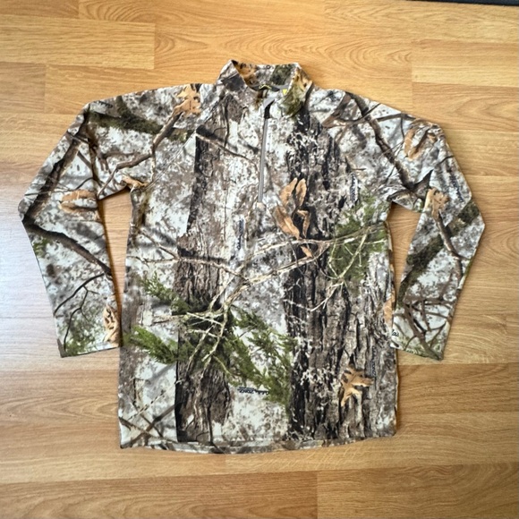 Cabela’s quarter zip fleece pullover WOODLANDS CAMO sz M - Picture 1 of 8